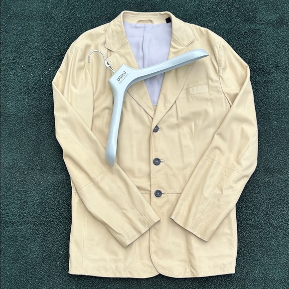 Armani Collezioni Leather Butter / Gold Dinner / Suit Jacket Size 42 - Picture 16 of 16